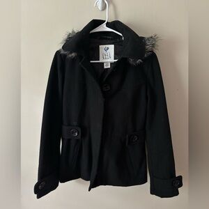 Full Tilt Black Jacket with Faux Fur Trim